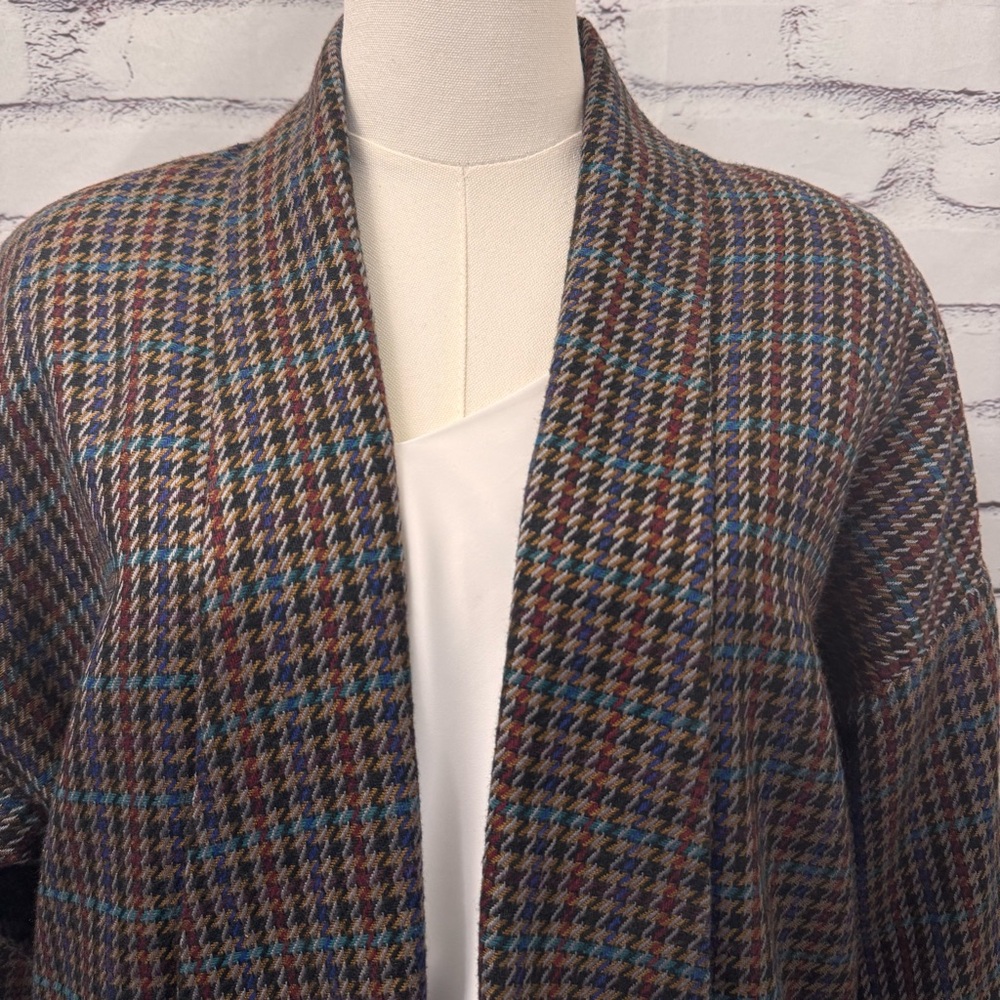 Vintage Tweed Houndstooth Blazer Shawl Collar Wool Feel Medium - Picture 6 of 16